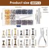 480Pcs 6/8mm Metal Double Cap Leather Rivets Set with Hammer and Punch Plier Studs Shoes Bag Belt Clothing Repair Accessories