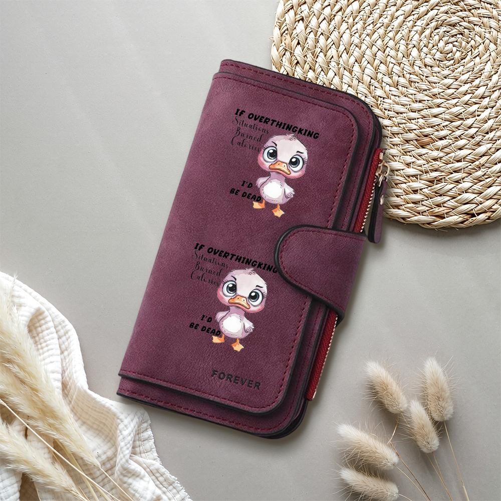 Cute Duck Pattern Dark Long Wallet for Women Casual Large Capacity Card Holder Fashion Multi Slot Daily Carry Purse