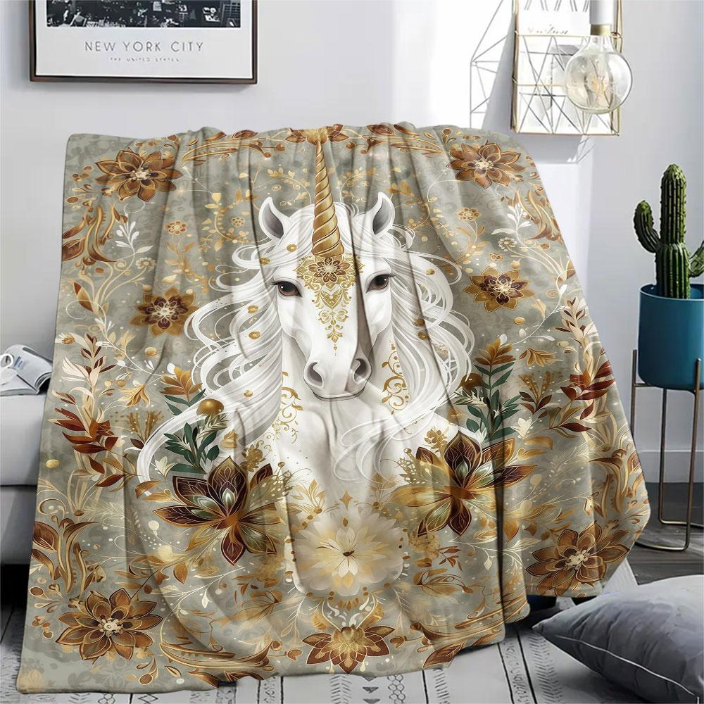 1Pc Mandala Animal Print Flannel Blanket, High quality Comfortable for All Seasons, Home Decor, Warmth and Comfort, Perfect for Christmas Gifts