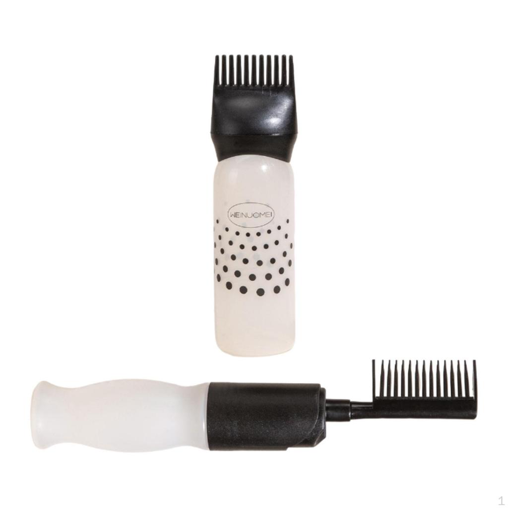 2 Bottles Comb Hair Oil Brush Dye Bottle for Dyeing Permanent Hairdressing Tool