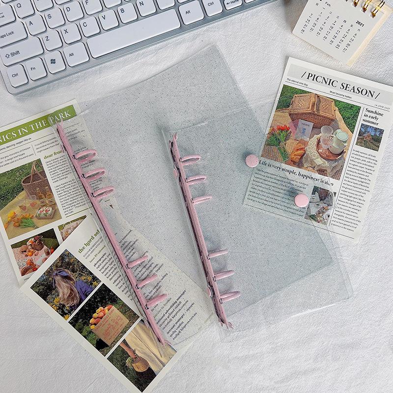 Прозрачный альбом с отрывными листами из ПВХ в корейском стиле формата А5/А6 и дневник ученика с 6 отверстиями