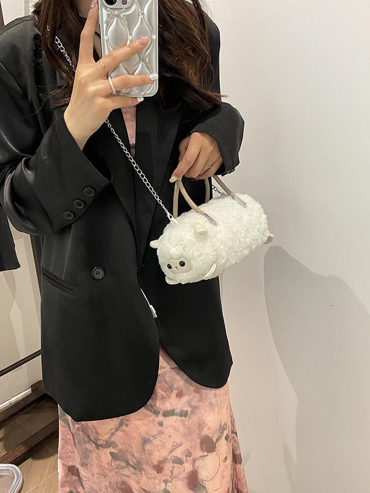 Плюшевая сумка-ведро с капибарой для женщин, на молнии, в стиле кросс-боди, для повседневного использования