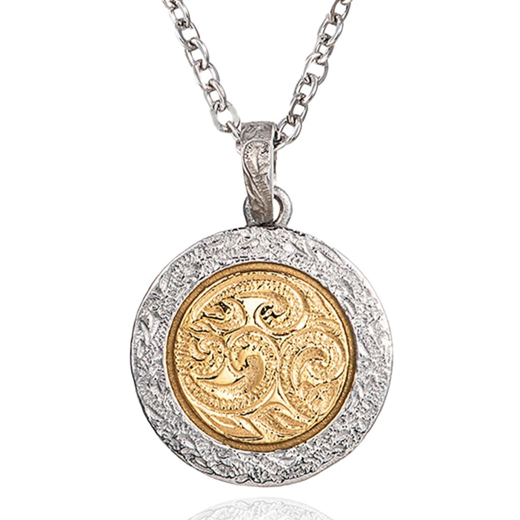 Hawaiian Jewelry Necklace Coin Medal Coin Necklace Two Tone Bicolor 20mm Pendant Brand Surgical Stainless Steel Hypoallergenic Silver Gold Gold 45cm