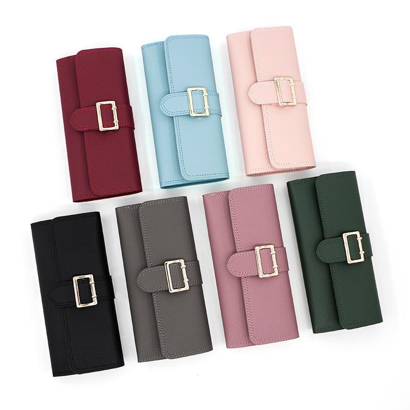 Ladies Pu Leather Slim Wallet With Three Fold Design For Daily Use