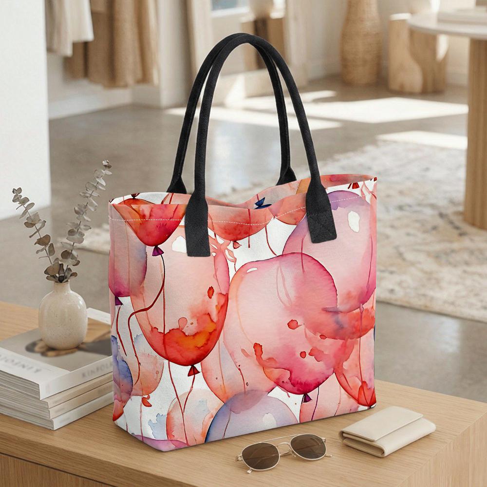 Watercolor Balloon Pattern Tote Bag Large Capacity Daily Handbag for Women Shopping Travel