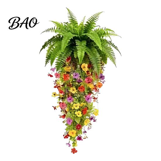 Outdoor Artificial Flowers Fake Hanging Plants, UV Resistant Vines, Ivy Lifelike Silk Flower Decor Faux Indoor Bedroom Living Room Boho Wall