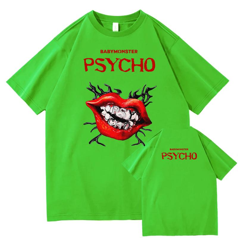 Новые футболки BABYMONSTER PSYCHO с графическим принтом Хлопковые футболки Свободный крой Модная женская футболка Мужская одежда Качественные топы Streetwear