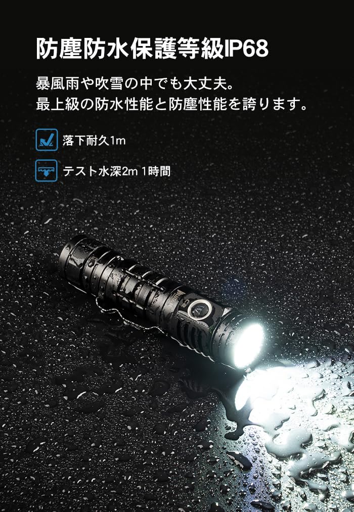 WUBEN C2 Светодиодный Портативный и Переносной Фонарик Идеально подходит для Улицы и Ходьбы Фонарик, [2000 Люмен, Type-C, USB-A, Перезаряжаемый, Компактный, С Клипсой,