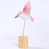 Wood Carving Hummingbird Ornament with Tree Stump/Bell Handcrafted Bird Figurine Statue Sculpture Home Office Desktop Decoration
