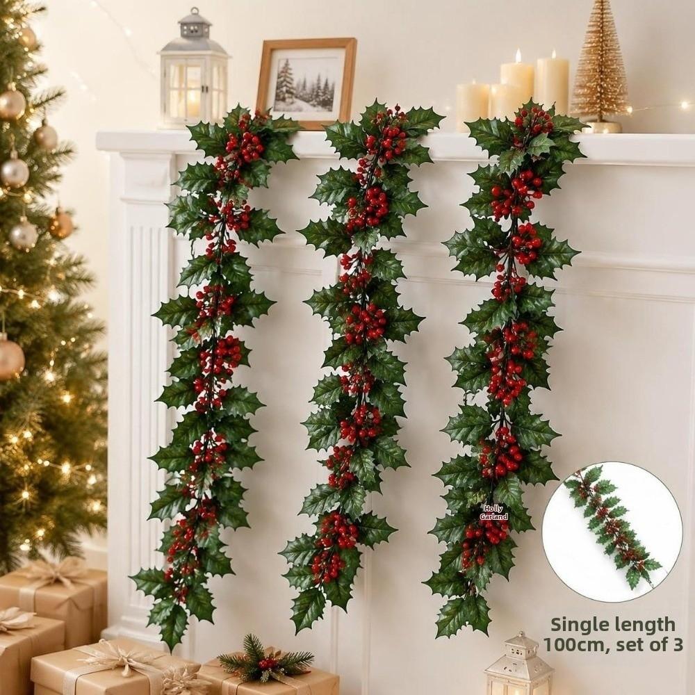 Decoration Red Berry Garland Ultra Long Fake Ivy Garland Christmas Hanging Ornament Living Room
