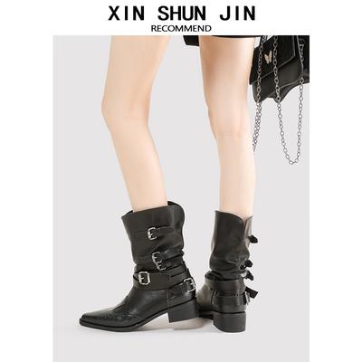 Ботинки Мартин с узором пламени Женские летние ботильоны на остром каблуке с заклепками Ботинки в стиле вестерн ковбойские