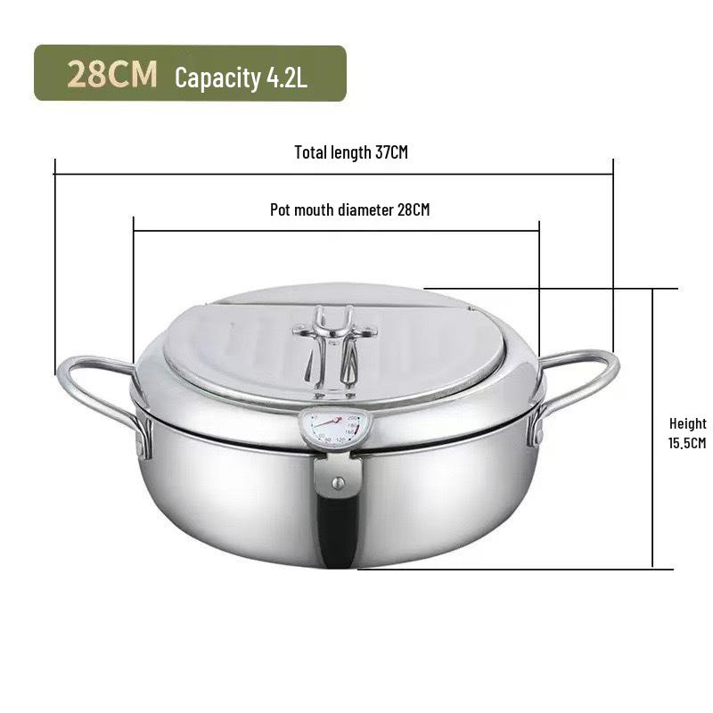 Фритюрница для темпуры из нержавеющей стали 304/201# с дисплеем температуры масла и крышкой-фильтром