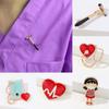 Nurse Cute Stethoscope Heartbeat Shape Enamel Colorful Jewelry Medical Brooches Doctor Hospital