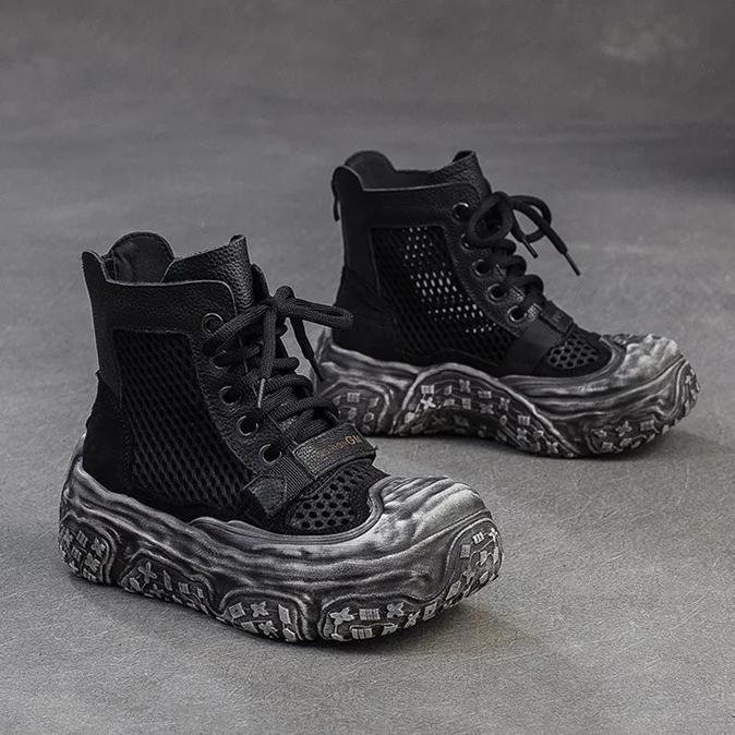 Johnature Дышащие сетчатые ретро-ботинки с вырезами, удобные и универсальные женские туфли на плоской платформе