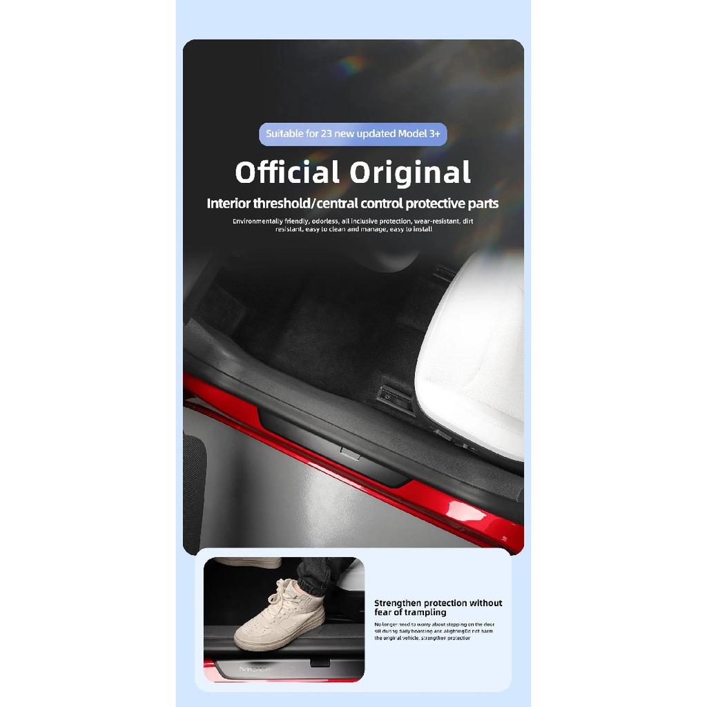 For Tesla Model 3 Highland Door Sill Strip Guard Door Threshold Protector Central Control Rear Air Condition Vent Anti-kick Pads