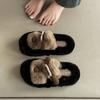 Fashion Versatile Cute Cartoon Soft Cotton Plush Slippers Women's 2025 Autumn and Winter New Outer Wear Fluffy Slippers