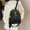 Простая черная сумка через плечо Маленький ретро рюкзак Корейский стиль Нейлоновый рюкзак Леди