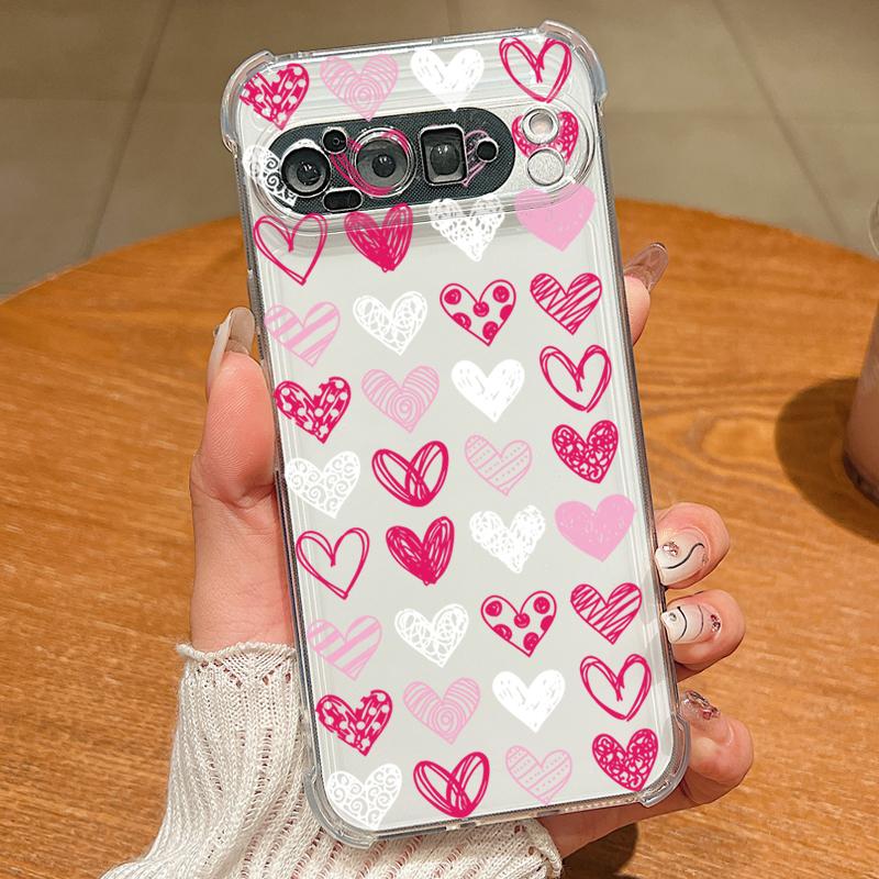 Чехол для телефона из ТПУ с принтом в виде сердца для Google Pixel 9 Pro Pixel 9 Pro XL Мягкий силиконовый прозрачный задний чехол для Google Pixel 9A