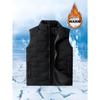 Autumn Winter Casual Polyester Men's Stand-Up Vest with Pockets - Regular Fit, Solid Colour Pattern, Non-stretch Fabric