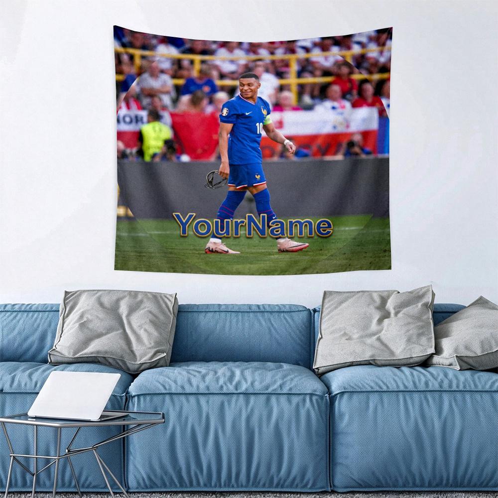 Mbappe Custom Your Name Wall Decor Tapestry Art For Pet Memorial Birthday Wedding Party Backdrop Family Gift