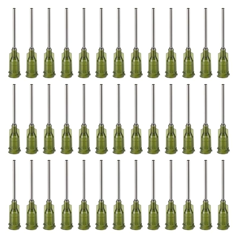 BENECREAT 150Pcs 304 Stainless Steel Dispensing Needle, 14 Gauge Turquoise Blunt Tip Glue Bottle Needles with Luer Connector for Alcohol, Essential