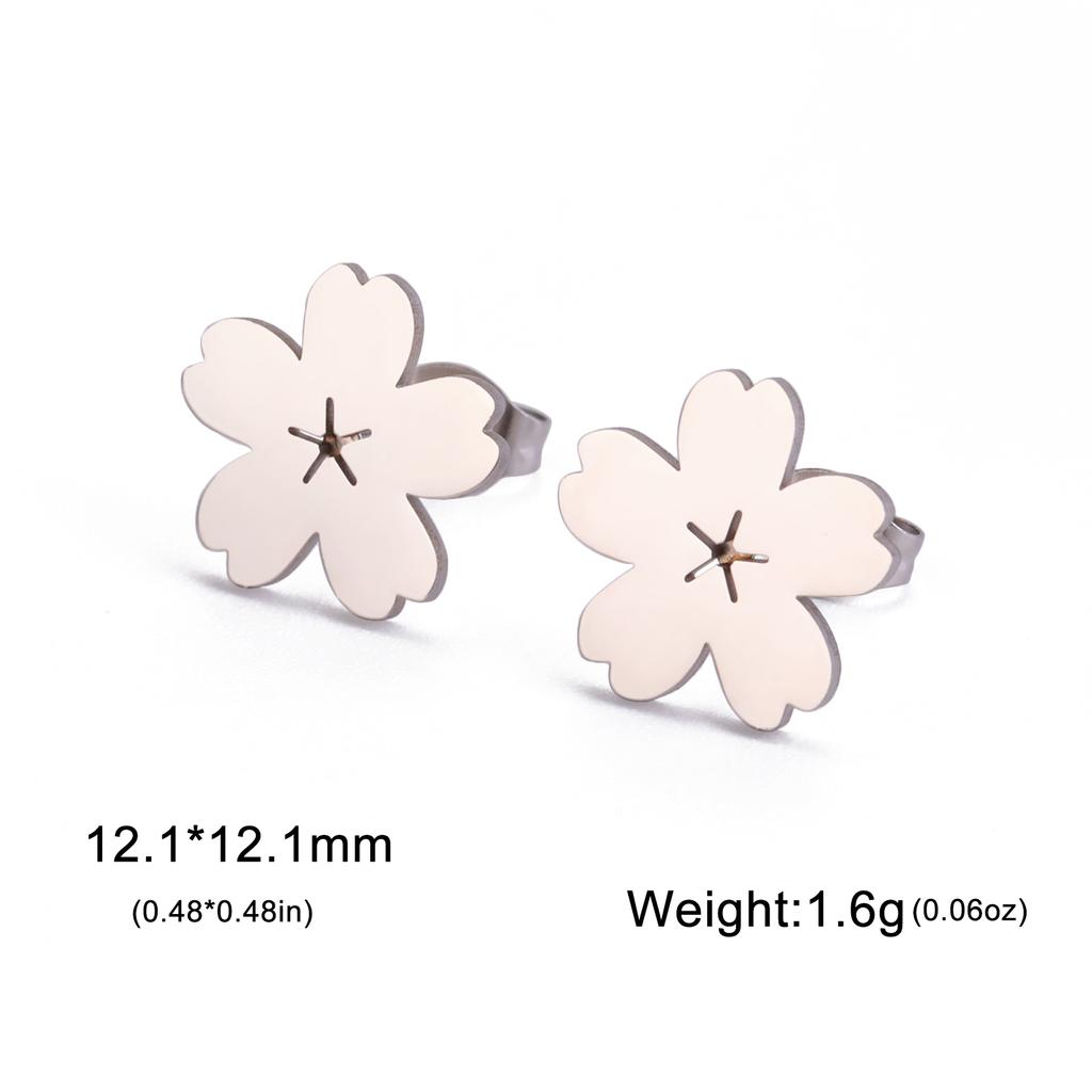 Cazador Cute Flower Sakura Stud Earrings for Women Stainless Steel Piercing Earrings 2026 Jewelry Birthday Valentine Gift