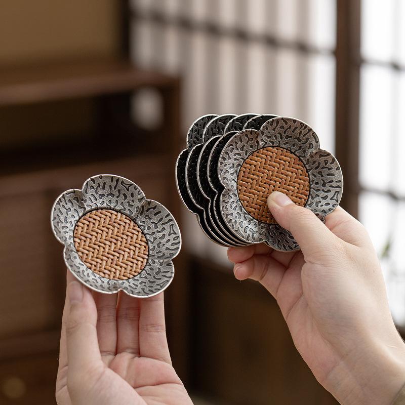 1 шт. Подставка под чашку Плетеная ротанговая подставка Аксессуары для чайной церемонии Современный домашний декор Китайский стиль Чайный сервиз Гунфу Уникальный подарок
