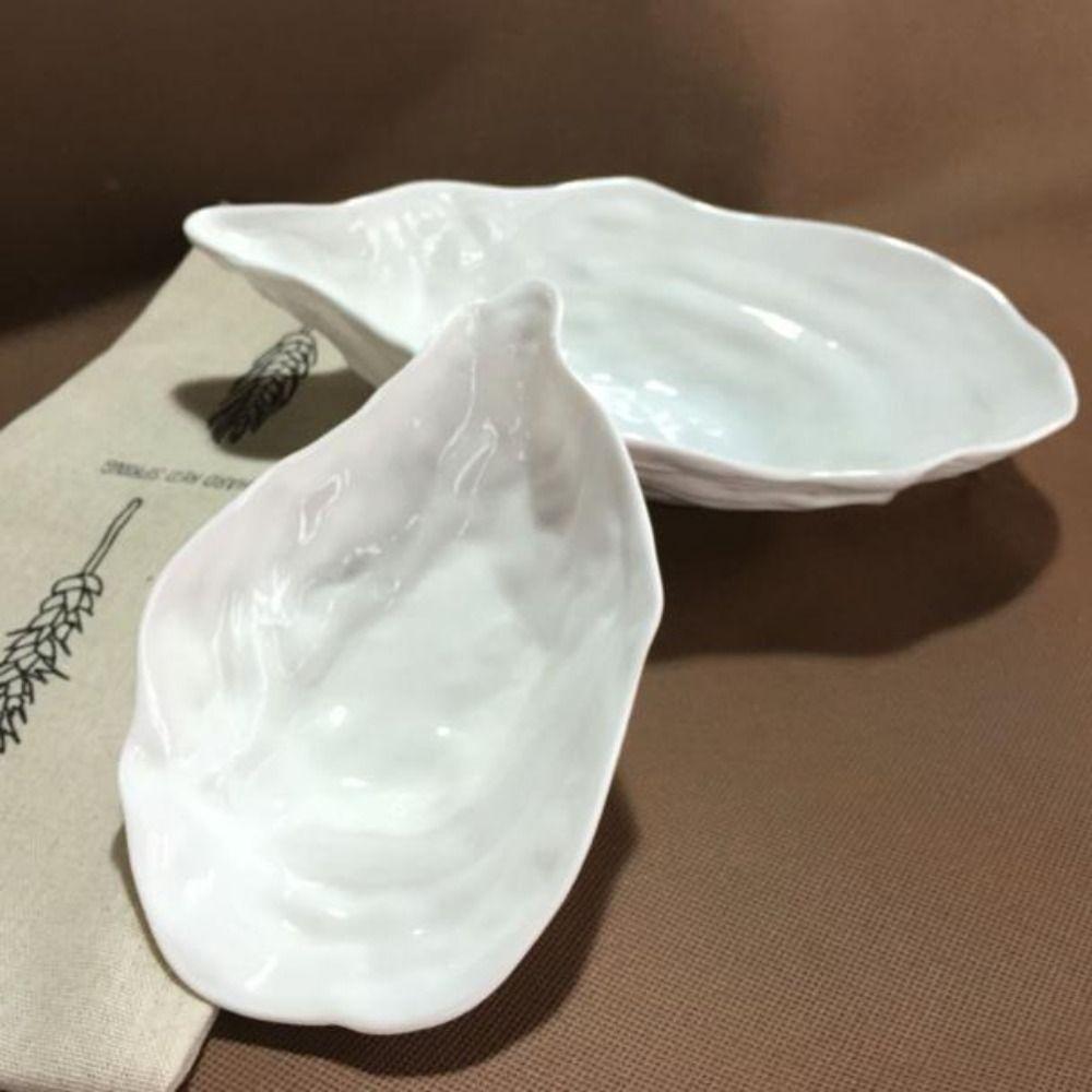 Ceramic Sashimi Plate Oyster Shell Shape Dessert Tray Kitchen Organizer Salad Plate  Home