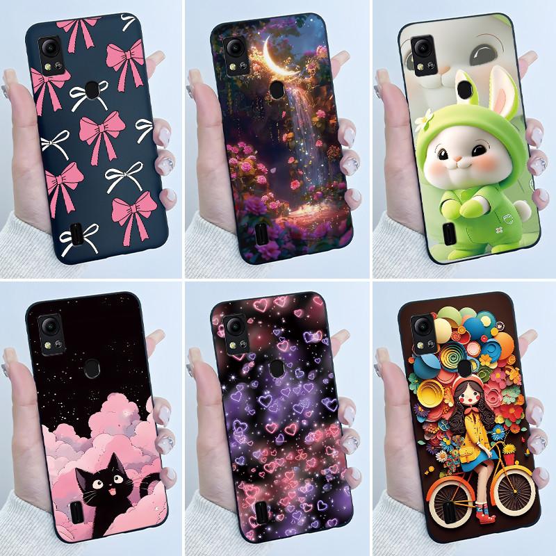 For Cricket Icon 5 Case AT&T Motivate 4 (SL112A/SL112C) Back Cover Luxury Cute Love Rabbit Funny Black Soft Silicone Phone Case