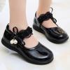 Детские туфли на плоской подошве с мягкой подошвой для студентов, черные туфли для выступлений, повседневные универсальные туфли 2024 года, новые детские туфли принцессы с милой подвеской