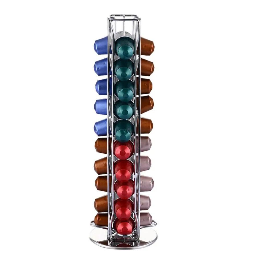 360 Degree Rotatable Coffee Capsules Holder Plating Coffee Capsule Rack Tower Coffee Tools