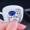 Women Jewelry Set Royal Blue Sapphire Emerald Panther Luxury Full Diamond Panther Head Necklace Open Ring