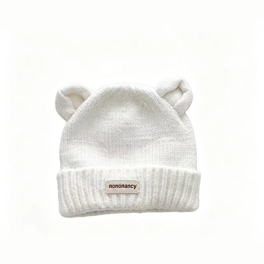 Solid Color Bear Ear Baby Hat Warm Cartoon Baby Cap New Infant Knit Beanie Winter
