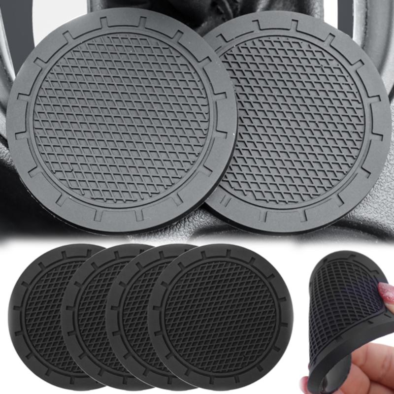 New Non-slip Water Cup Pad Car Coaster Black Soft Rubber Decoration Anti-skid Rubber Drink Cup Bottle Mat Accessories 2/1pcs