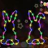 2/4PCS Easter Window Light with Suction Cup Battery Operated Easter Bunny Carrot Decoration Led Light for Indoor Bedroom Decora