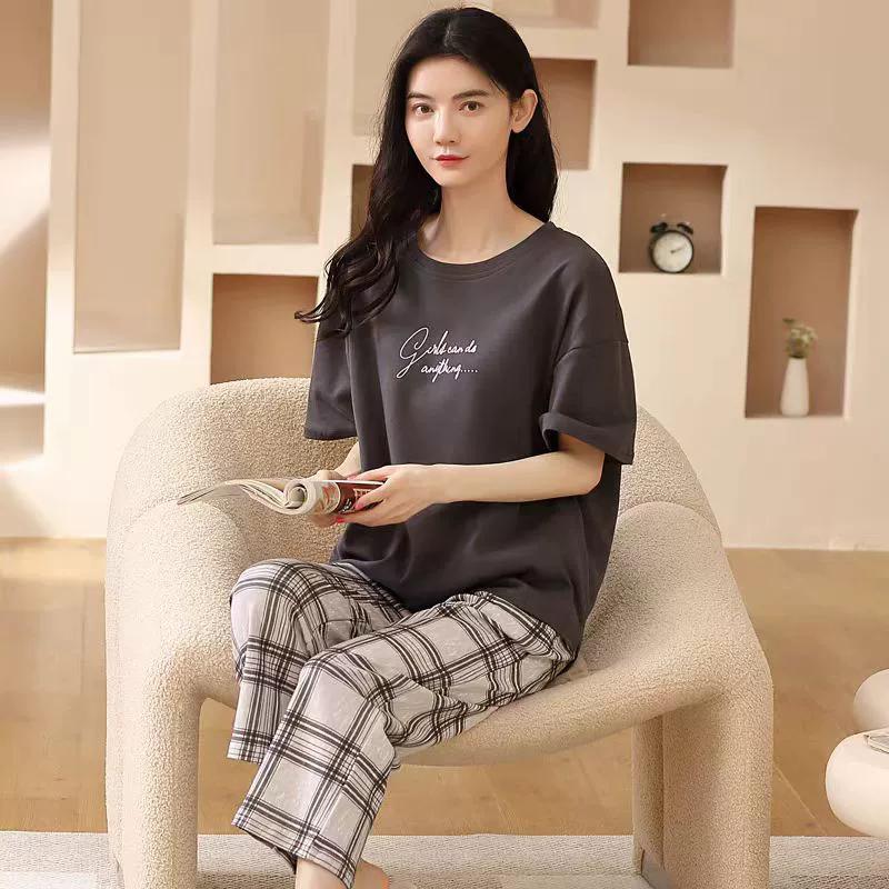 Women's Summer Short-sleeved Seven Pants Homewear Two-piece Suit