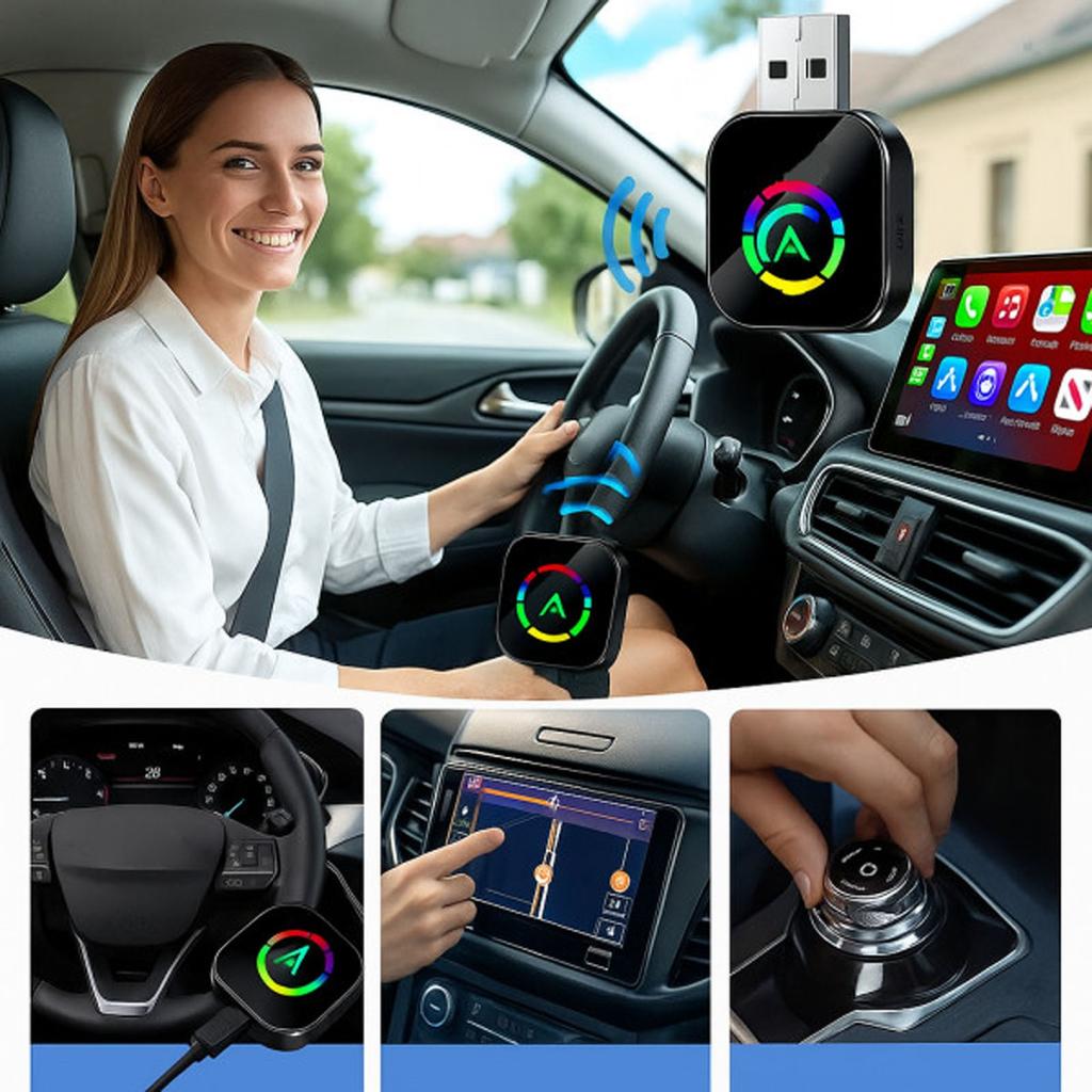 2-in-1 Wireless Android Auto Adapter, Plug Play Converts Wired To Wireless, Fast Auto-Connect, No Delay