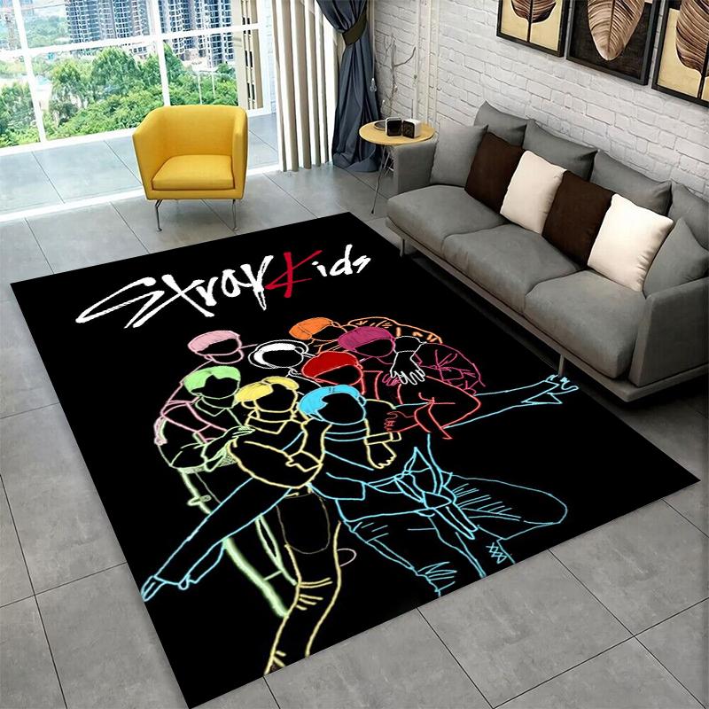 Модный противоскользящий ковер K-pop Stray Kids для гостиной, спальни, игровой комнаты, мягкий коврик для пола, ковер для домашнего декора, подарок для детской комнаты