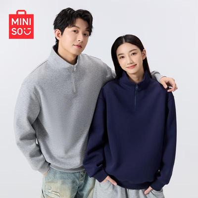 MINISO Мужской свитшот для пары на молнии до середины с воротником-стойкой