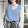 Женские летние повседневные хлопковые майки без рукавов с V-образным вырезом