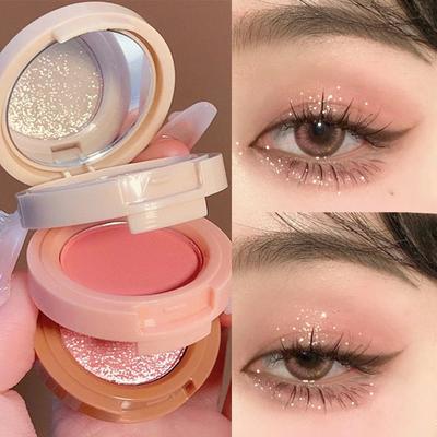 Новинка 3 в 1, блестящие тени для век, палитра румян, матовая перламутровая многофункциональная мерцающая палитра для макияжа глаз, косметический инструмент