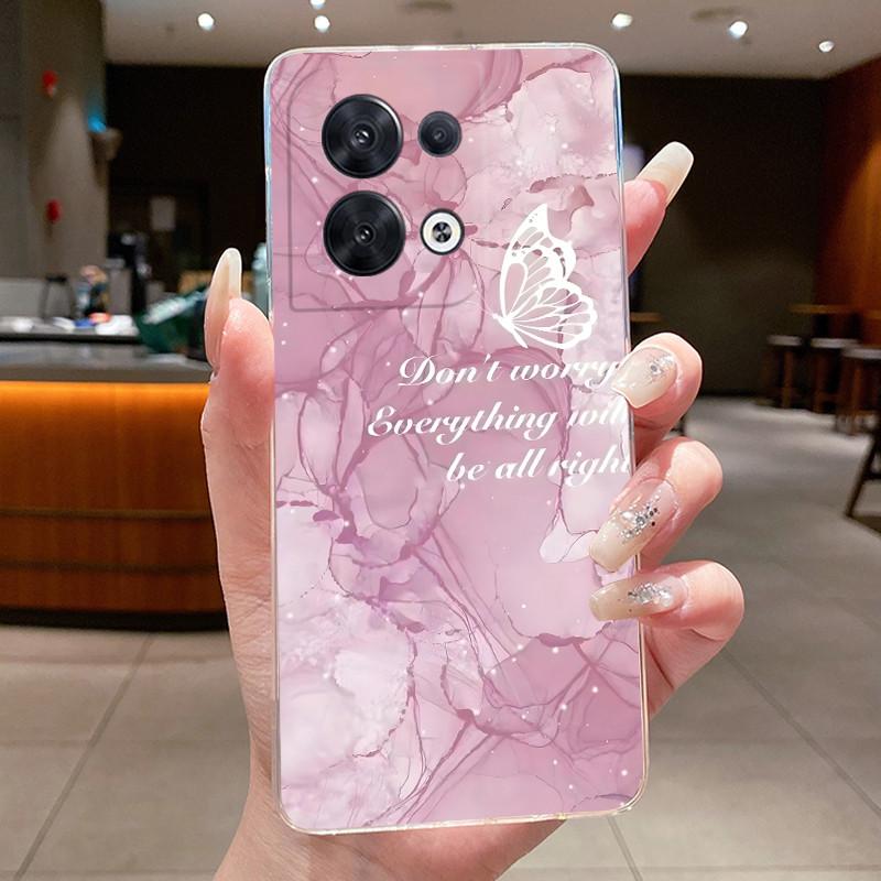 Phone Case For OPPO Reno8 Pro Plus 5G 8 Pro+ Flower Butterfly Cases oppo Reno 8 Pro 5G Transparent Soft Silicone TPU Back Cover