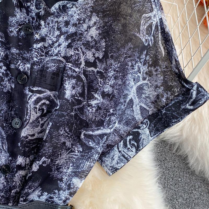 RUGOD Лето 2022, новое легкое платье с короткими рукавами и лацканами, в знакомом стиле, длиной выше колена с ретро-принтом, элегантное длинное платье с большой талией