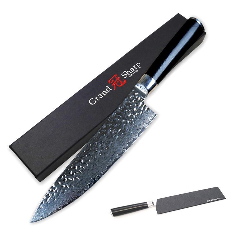 Кухонный японский нож из дамасской стали