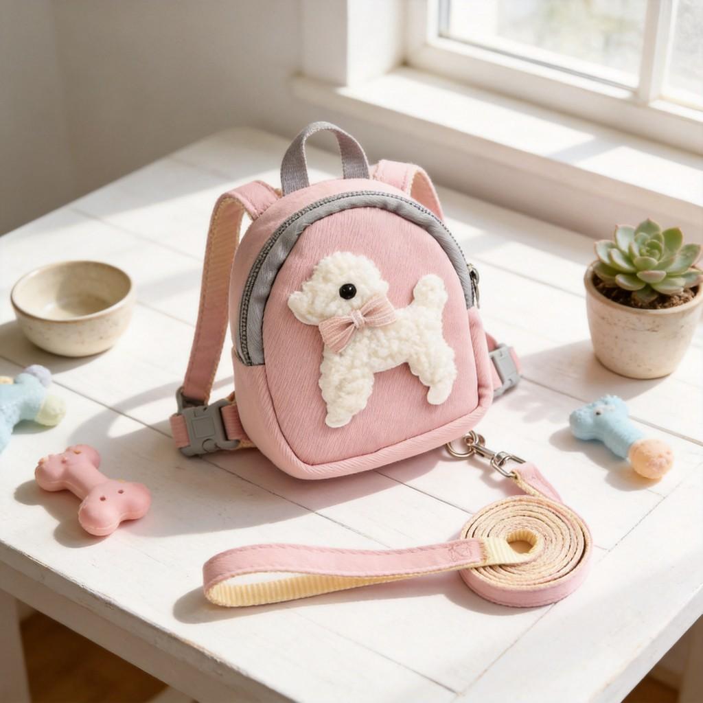 Pet Backpack Leash For Small Dogs And Cats With Non Extendable Design For Daily Walks