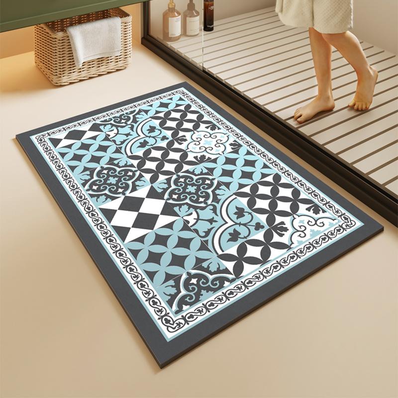 Diotomite Bathroom Bath Mat Super Absorbent Foot Mats Non-Slip Quick Dry Shower Carpet Toilet Rug Doormat Washable