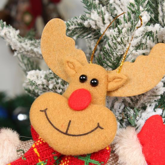 Маленькие рождественские кукольные украшения Тканевый снеговик Санта Клаус Медведь Олень Украшения для рождественской елки Деревенский кукольный подвесной декор для праздничных вечеринок