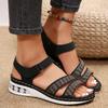 Fashion Women's Peep Toe Wedge Sandals Summer 2025 New Retro Wedge Casual Sandals Women Beach Shoes Ladies Sandals Size 36-43