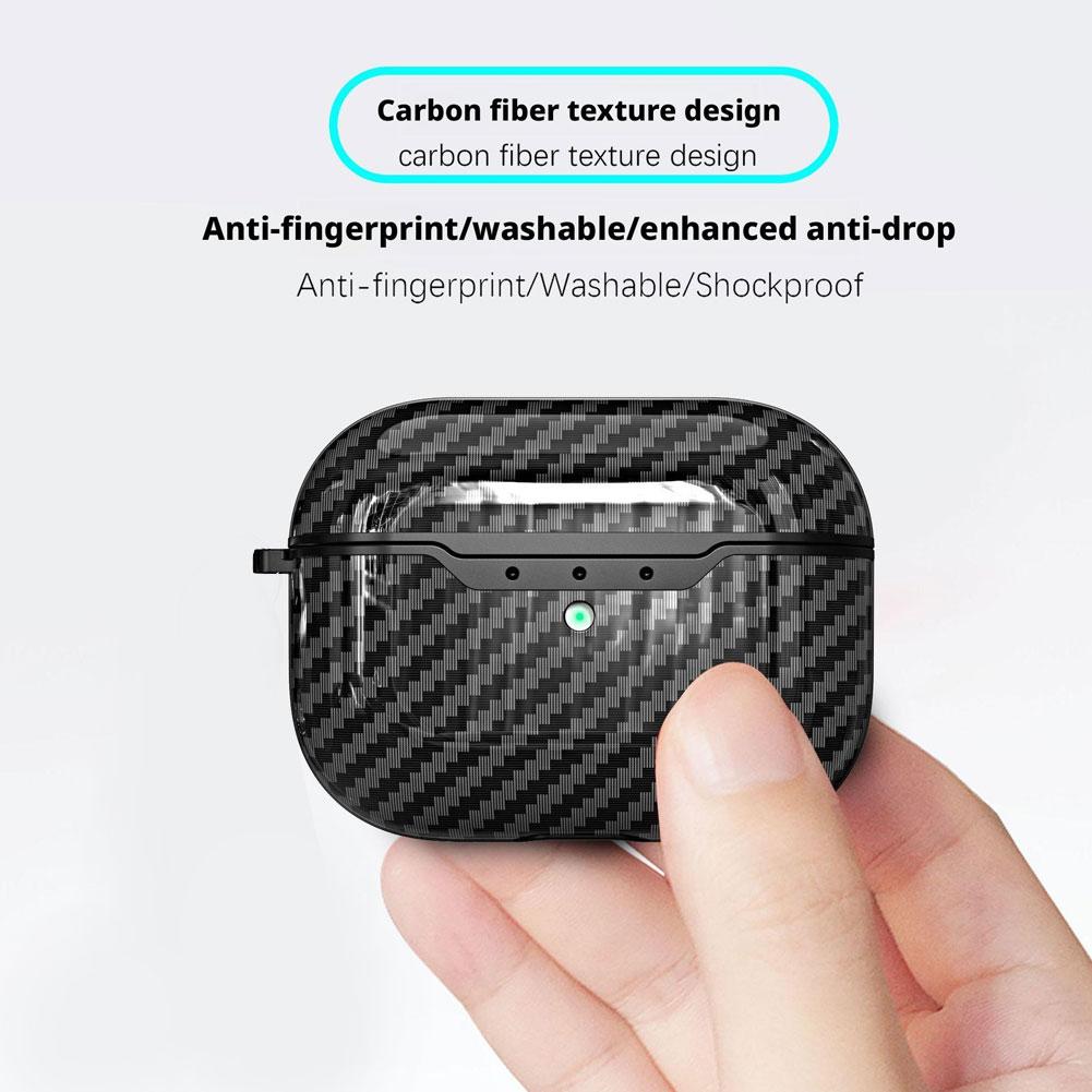 Shockproof Carbon Texture Wireless Earphone Accessories Carbon Fiber Cover Case Fit For AirPods Pro 3 All Around Protection
