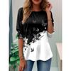 T-Shirt manches longues col rond femme, élégant, mode d'été, plantes papillon, Y2K, hauts décontractés, vêtements pour femmes, pull Harajuku